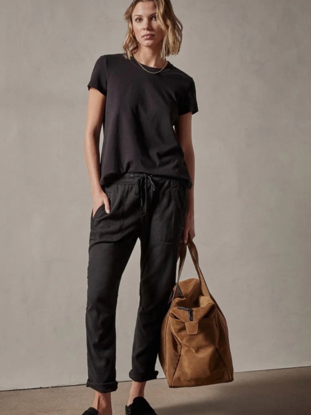 James Perse Dark Grey Drawstring Cotton Pants Size Medium 2